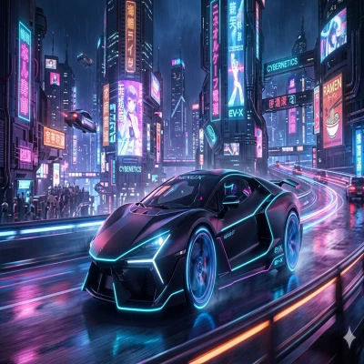 Cyber-Track: Next-Gen Futuristic Hypercar Concept